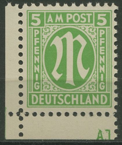 Bizone 1945 AM-POST Amerik. Druck 3 y Ecke 3, Papier y postfrisch