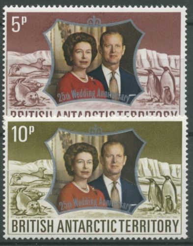 Britische Antarktis 1972 Silberhochzeit Königin Elisabeths II. 43/44 postfrisch