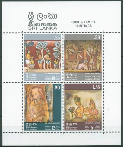 Sri Lanka 1973 Felsen-und Tempelgemälde Block 3 postfrisch (C63731)