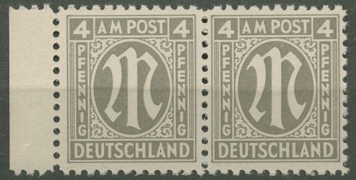 Bizone 1945 Am. Druck mit Plattenfehler 2 x f 62, Papier x postfrisch