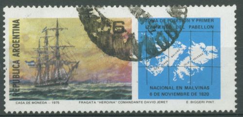 Argentinien 1976 Falklandinseln Gemälde Segelschiff 1268 gestempelt