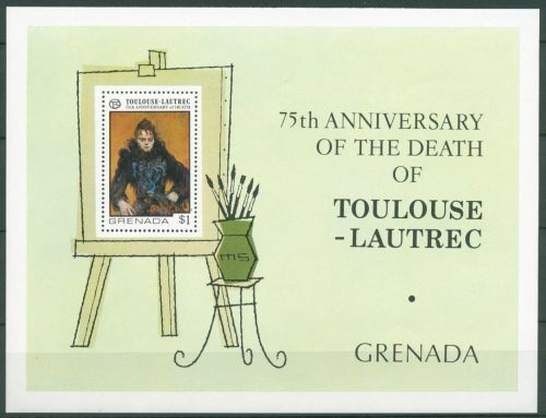 Grenada 1976 Gemälde Henri de Toulouse-Lautrec Block 57 postfrisch (C64599)