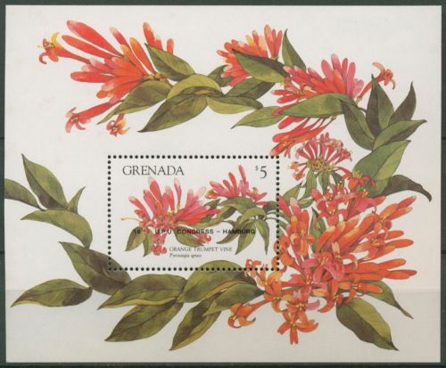 Grenada 1984 Weltpostkongress Hamburg Pflanzen Block 127 postfrisch (C71501)