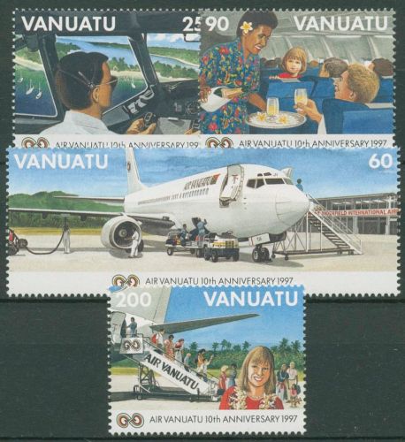 Vanuatu 1997 10 Jahre Fluggesellschaft Air Vanuatu Flugzeug 1034/37 postfrisch