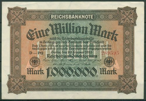Dt. Reich 1 Million Mark 1923, Ro 85 a leicht gebraucht (K861)