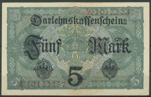 Dt. Reich 5 Mark 1917, DEU-61b Serie Z, fast kassenfrisch (K1469)