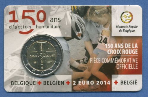 Belgien 2 Euro 2014 150 Jahre Rotes Kreuz, Coincard st (m5845)
