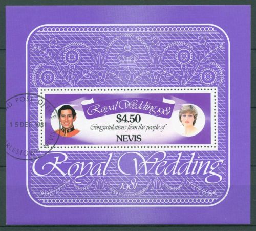 Nevis 1981 Hochzeit Prinz Charles Lady Diana Block 1 gestempelt (C64741)
