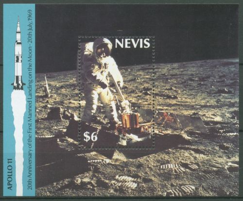 Nevis 1989 Raumfahrt Apollo 12 Mondlandung E.Aldrin Block 20 postfrisch (C64742)
