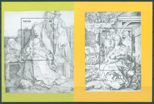 Nevis 1991 Weihnachten Stiche Albrecht Dürer Block 40/41 postfrisch (C64745)