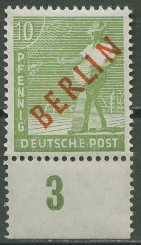 Berlin 1949 Rotaufdruck Platte Unterrand 24 P UR postfrisch
