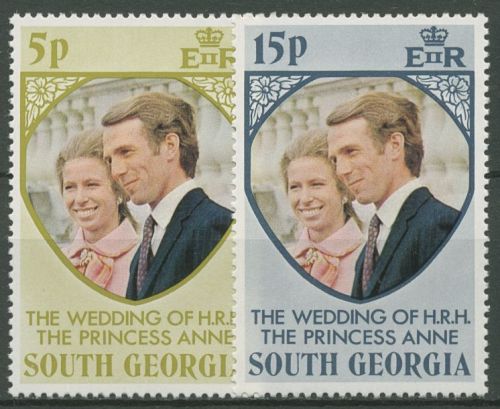 Südgeorgien 1973 Hochzeit von Prinzessin Anne 45/46 postfrisch