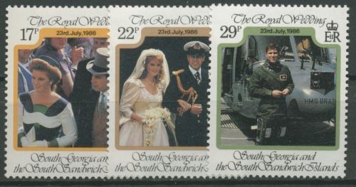 Südgeorgien 1986 Hochzeit von Prinz Andrew und Sarah Ferguson 147/49 postfrisch