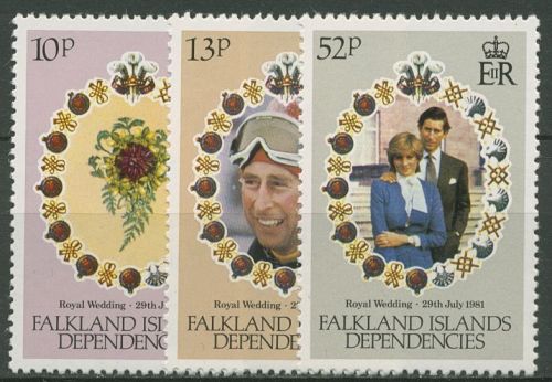 Falkland Dependencies 1981 Hochzeit Prinz Charles u. Diana 99/01 postfrisch