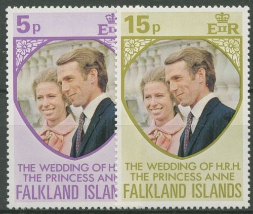 Falkland 1973 Hochzeit von Prinzessin Anne und Mark Phillips 220/21 postfrisch