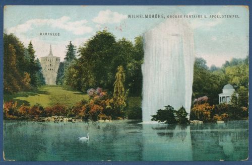 Kassel Wilhelmshöhe Große Fontaine Apollotempel, gelaufen 1911 (AK5235)