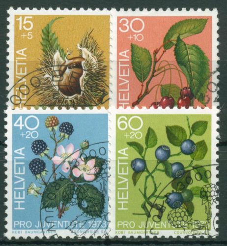 Schweiz 1973 Pro Juventute Pflanzen Früchte des Waldes 1013/16 gestempelt