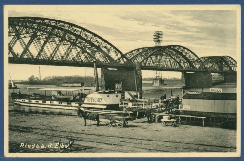 Riesa an der Elbe Anleger Brücke, gelaufen 1939 (AK5221)