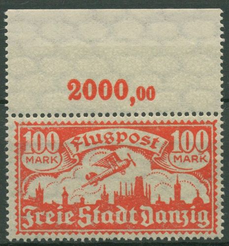 Danzig 1923 Flugpostmarken mit WZ 3 Y mit Oberrand, 135 OR postfrisch