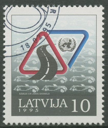 Lettland 1995 Jahr der Verkehrssicherheit 393 gestempelt