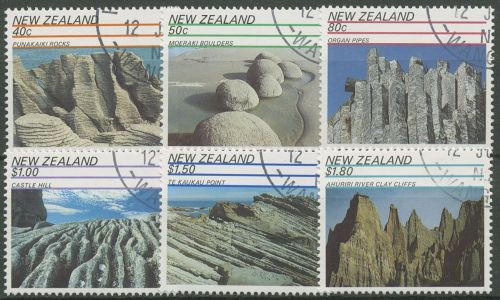 Neuseeland 1991 Landschaften Gesteinsformationen 1176/81 gestempelt