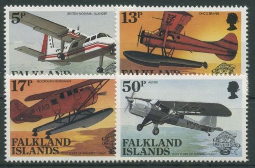 Falkland 1983 200 Jahre Luftfahrt Flugzeuge 386/89 postfrisch