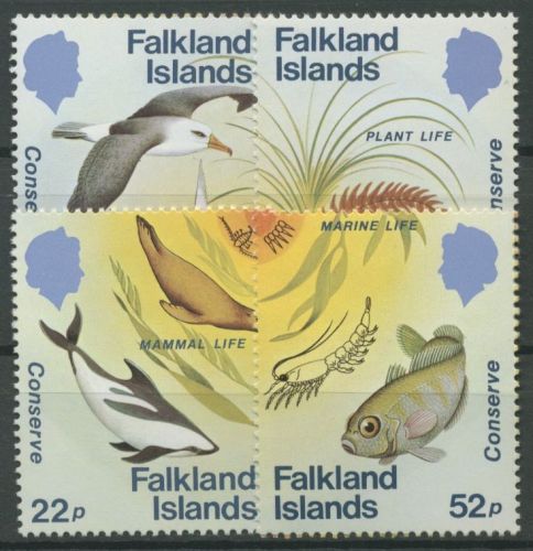 Falkland 1984 Naturschutz Albatros Fisch Delphin 415/18 postfrisch