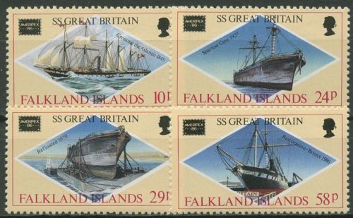 Falkland 1986 AMERIPEX Dampfsegelschiff Great Britain 449/52 postfrisch