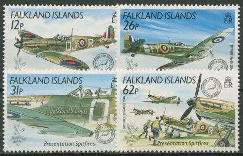 Falkland 1990 STAMP WORLD LONDON Spitfire-Flugzeuge 522/25 postfrisch