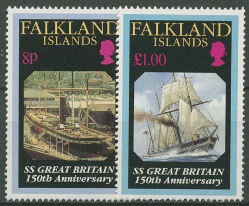 Falkland 1993 Stapellauf des Dampsegelschiffs Great Britain 592/93 postfrisch