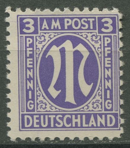 Bizone 1945 AM-POST Amerikanischer Druck Papier x, 1 x postfrisch