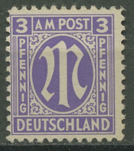 Bizone 1945 AM-POST Amerikanischer Druck Papier z, 1 z postfrisch