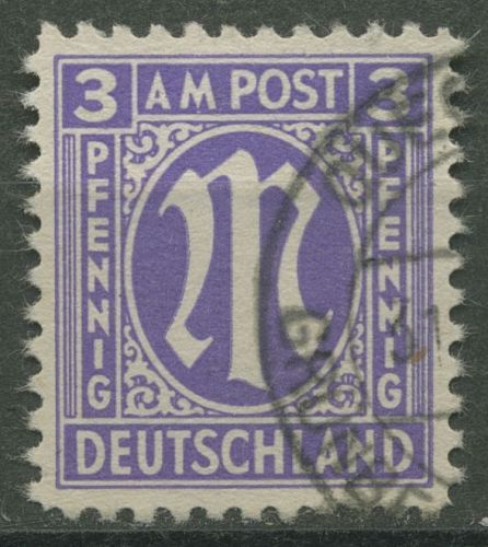 Bizone 1945 AM-POST Amerikanischer Druck Papier z, 1 z gestempelt