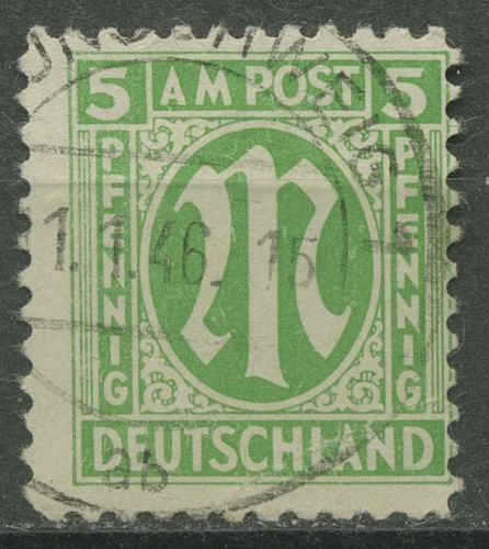 Bizone 1945 AM-POST Amerikanischer Druck Papier y, 3 y gestempelt