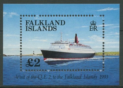 Falkland 1993 Besuch des Schiffes Queen Elisabeth 2 Block 10 postfrisch (C28786)