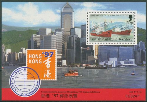 Britische Antarktis 1997 HONGKONG´97 Forschungsschiff Block 5 postfrisch (C8601)