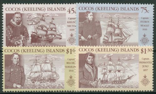 Kokos-Inseln 1990 Seefahrer Segelschiffe 228/31 A postfrisch
