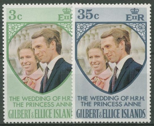 Gilbert- u. Ellice-Inseln 1973 Hochzeit von Prinzessin Anne 211/12 postfrisch