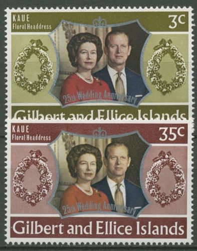 Gilbert- u. Ellice-Inseln 1972 Silberhochzeit des Königspaares 201/02 postfrisch