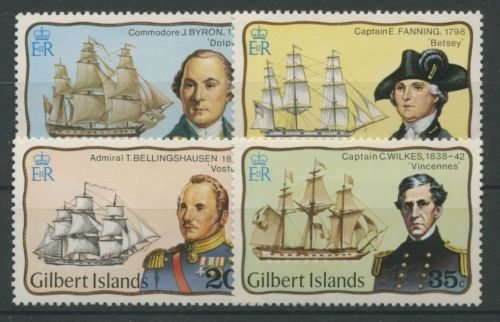 Kiribati Gilbert-Inseln 1977 Entdecker und ihre Segelschiffe 291/94 postfrisch