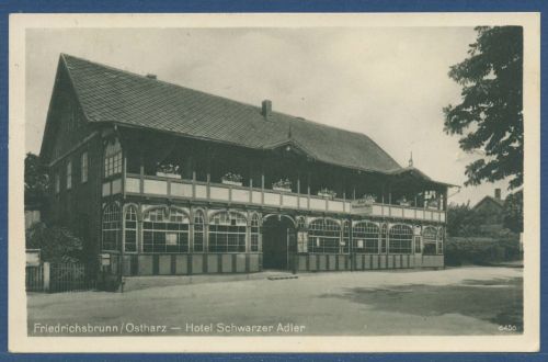 Friedrichsbrunn Ostharz Hotel Schwarzer Adler, gelaufen 1955 (AK5165)
