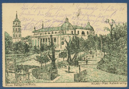 Vilnius Wilna Platz der Kathedrale, gelaufen 1916 als Feldpost (AK5043)
