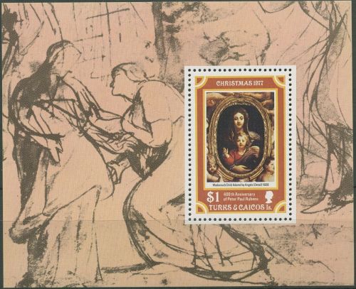 Turks- und Caicos-Inseln 1977 Weihnachten P.P.Rubens Block 8 postfrisch (C94657)