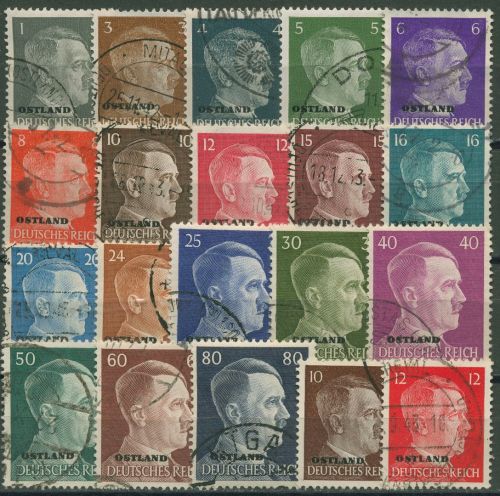 Ostland 1941 Freimarken Hitler mit Aufdruck Ostland 1/20 gestempelt
