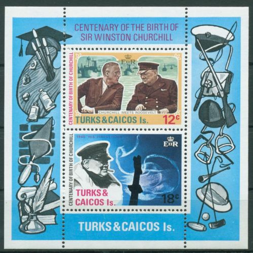 Turks- und Caicos-Inseln 1974 Winston Churchill Block 4 postfrisch (C64784)