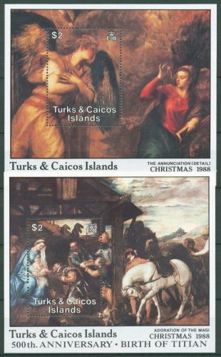 Turks- und Caicos-Inseln 1988 Gemälde Tizian Block 74/75 postfrisch (C64792)
