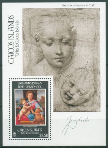 Caicos-Inseln 1983 Gemälde Raphael Block 3 postfrisch (C64814)