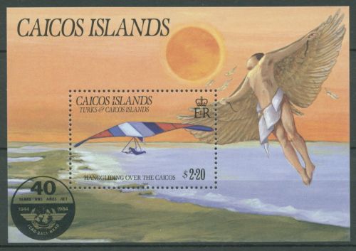 Caicos-Inseln 1985 Luftfahrt Hängegleiter Block 10 postfrisch (C64816)