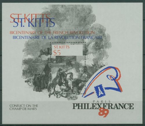 St. Kitts 1989 PHILEXFRANCE Französische Revolution Block 8 postfrisch (C64848)