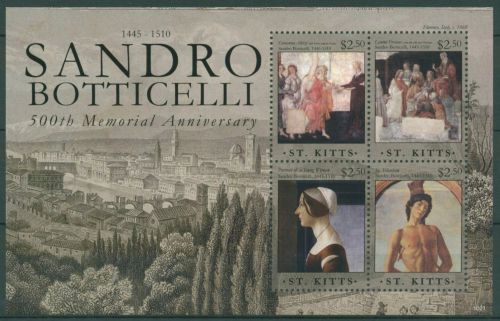 St. Kitts 2011 Gemälde Sandro Botticelli 1156/59 K postfrisch (C64870)
